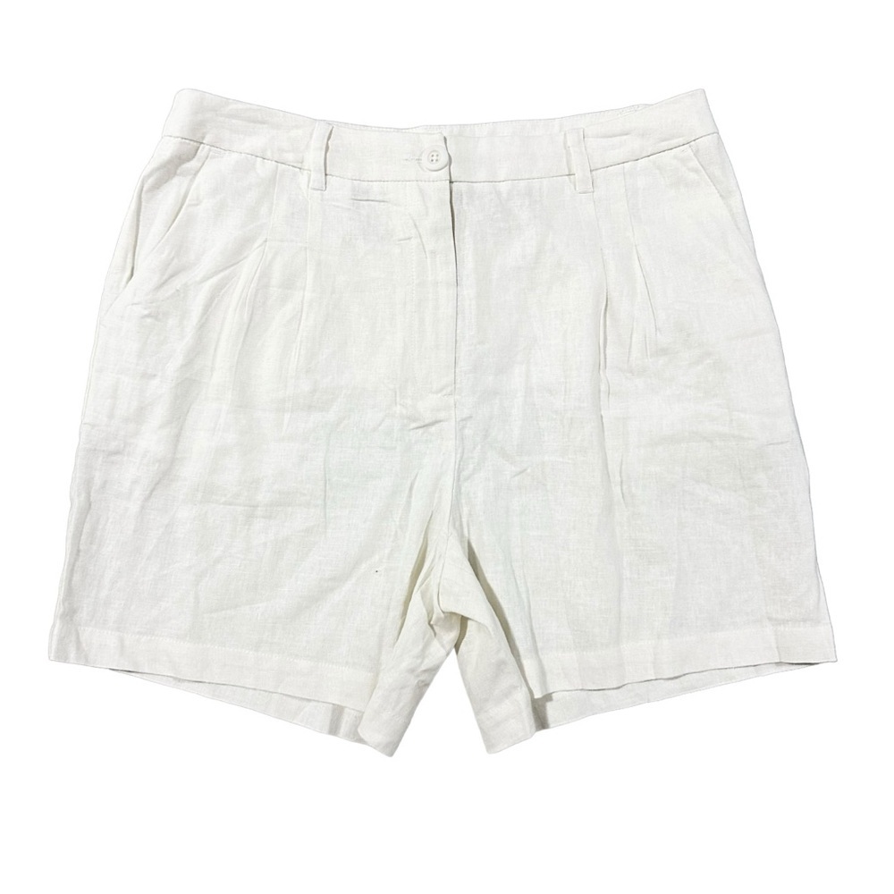 Violets & Roses White High Rise Linen Blend Pleated Casual Shorts Size 12/31 NWT - Picture 5 of 9